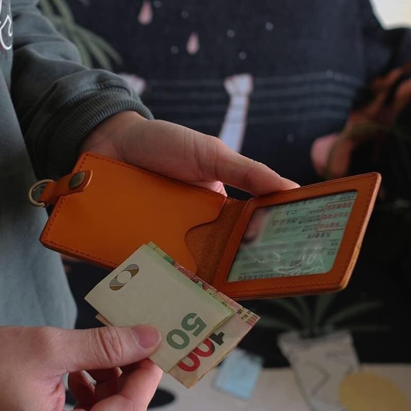 Uchwyt na identyfikator, Etui na dokumenty Praca w biurze Torba na prawo jazdy ze skóry naturalnej Smycz Pasek na szyję Kołowrotek Etui na karty kredytowe Portfel Etui na plakietki(Geel)