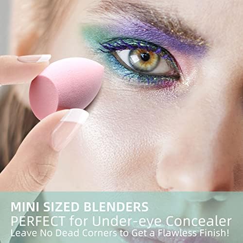 DOLOVEMK Mini Makeup Sponge Blender 6 Pcs - Latex-Free Beauty Sponge Blender Set,Applicator Sponges for Eye Makeup, Smooth Foundation Sponge Powder (6 Color FLAT EDGE)