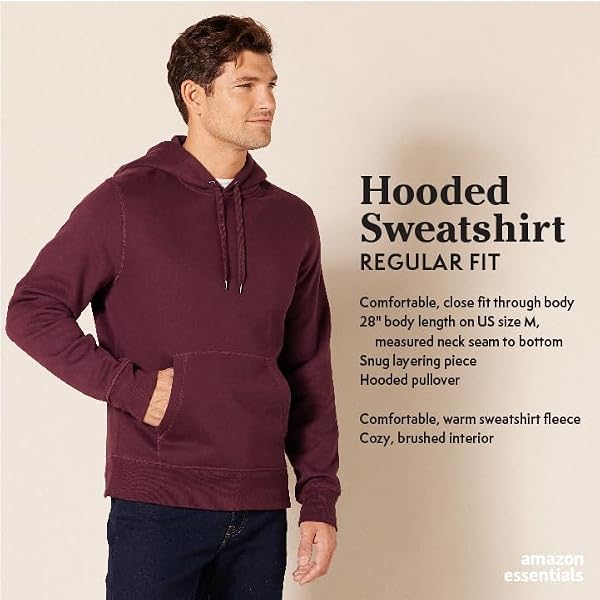Amazon Essentials Men's Hooded Fleece Sweatshirt, Olive Heather, Small - 1