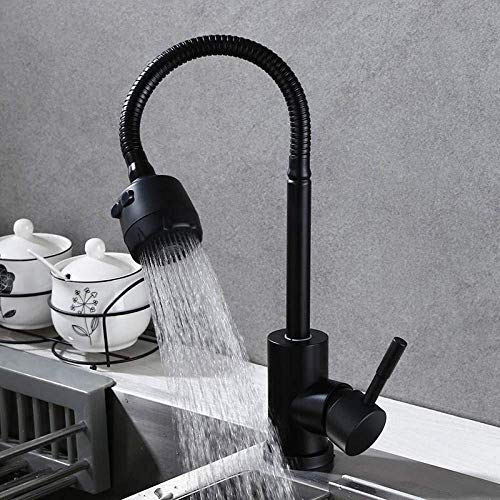Robinet de cuisine noir mat extractible mitigeur évier inox flexible - 2