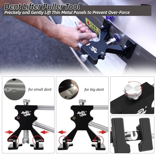 Super PDR 93PCS Paintless Dent Repair Kit, Car Dent Removal Tools, PDR Tools, Dent Puller Kit with Dent Lifter, Bridge Puller, Slide Hammer T-Bar for Car Body Dents, Kit Includes Glue Removal Tool