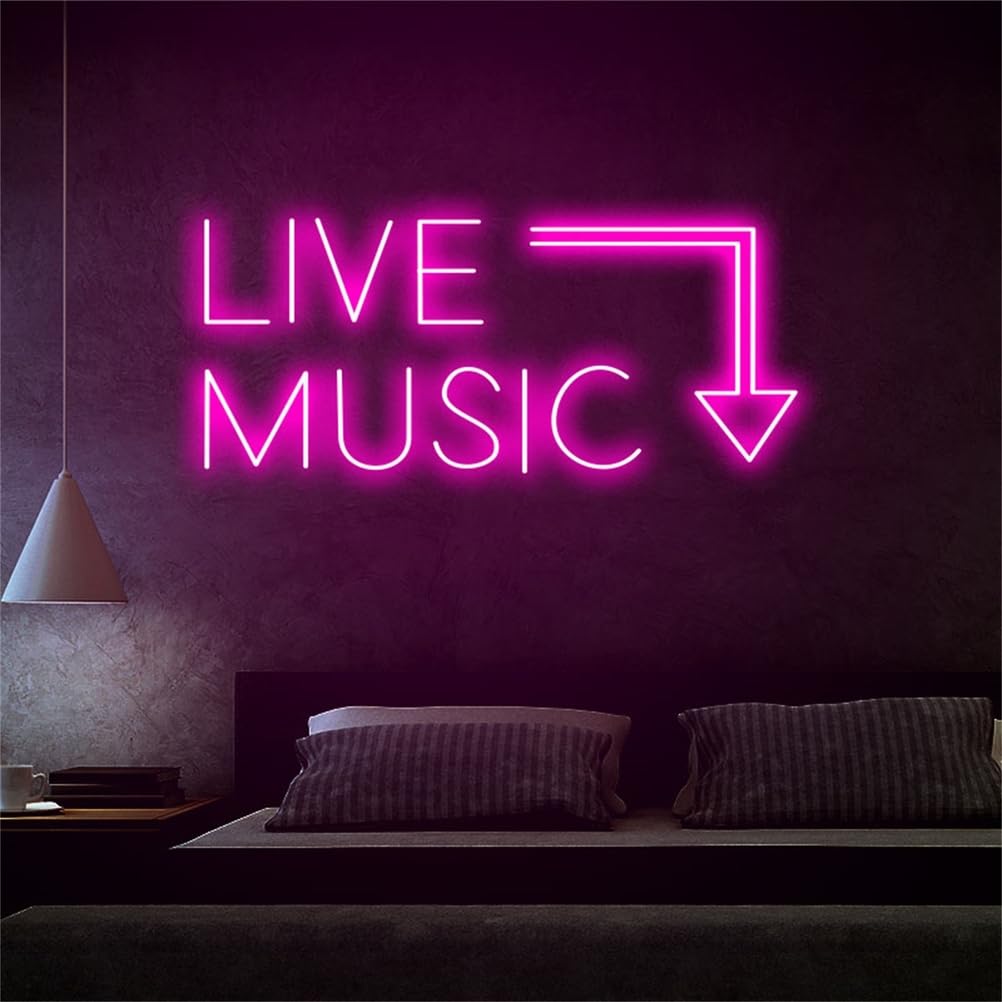 Insegna al Neon di Musica dal Vivo Barra della Musica Segno di Luce al Neon Festa in Musica LED Luce al Neon casa Camera Decorazione murale Negozio Decoro Festival Musicale luci al Neon,B