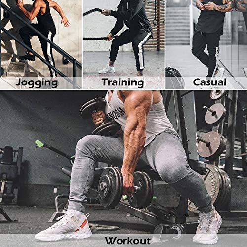 Calça de treino masculina NAVEKULL Slim Fit Joggers Gym Training Running Sweatpants with Zipper Pock