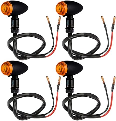 4-Piece 6V Amber Motorcycle Turn Signal Set - LED Blinker Lights With Bullet Connectors
