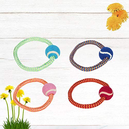 Brinquedo para cães - brinquedo para cães - 4 peças de corda de algodão com bola para brincar brinqu