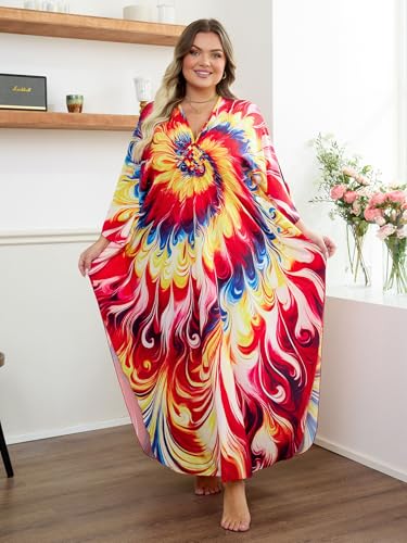 Image of Kaftan Dress for Women - Plus Size Caftan Maxi Beach Dress Moo Moos Loungewear, Swimsuit Cover Up for Beach, Pool or Vacation