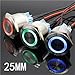 25mm 6V 12V 24V 220V Blue Ring Led Light Momentary/Locking Push Button Switch DPST Metal Industrial Boat Car DIY Switch 1Pcs(Switch Socket,Locking,220V)