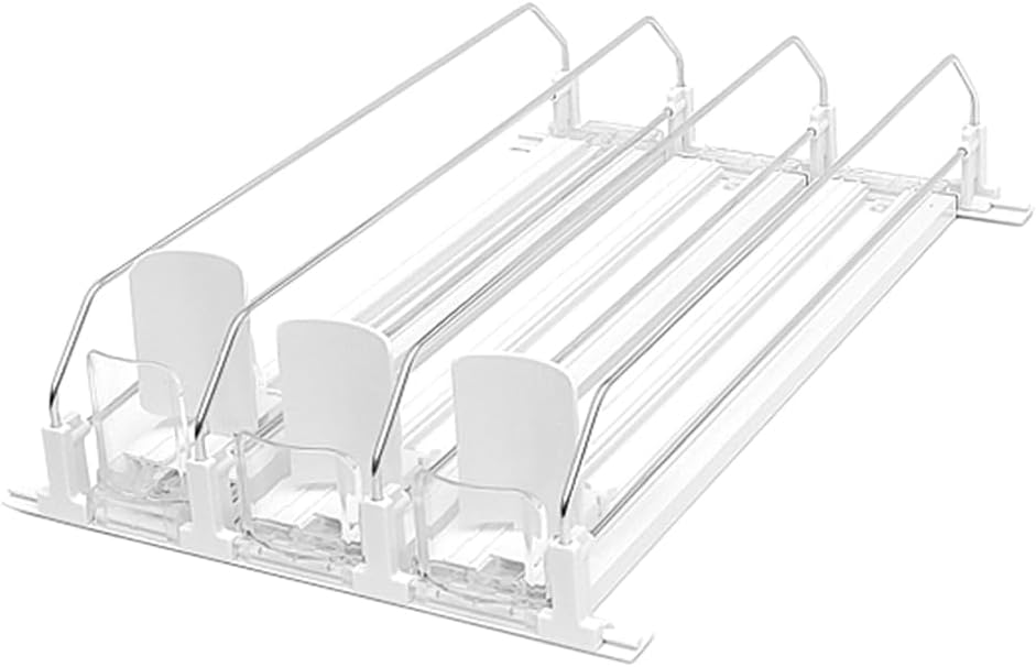 automatic beverage sorting Can Organizer Dispenser for Refrigerator (3 rows, 6 rows mixed type, 18 units stored) 9.9(W) x15(D) x3.1(H) inch, Large, Transparency, SMIUDRM18