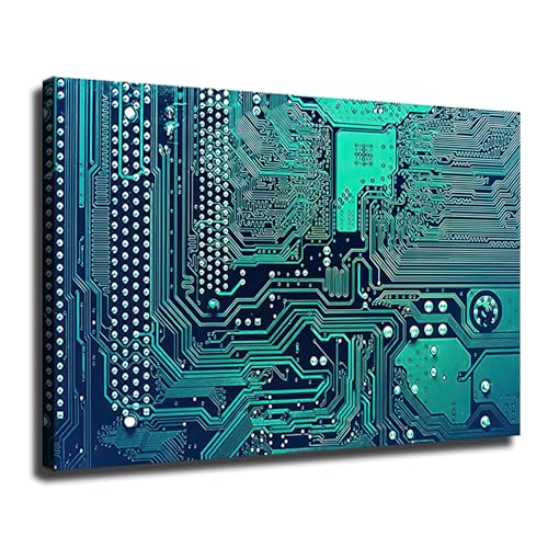 Circuit Board Art Computer Science Print Poster Picture HD Print Poster Retro Painted Modern Home Bedroom Room Aesthetic Decoration Canvas Art (08x12inch Unframed)