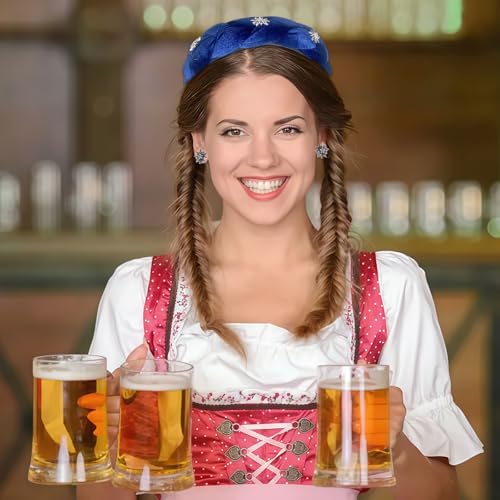 Snyvpra Trachtenhaarreif Blau mit Edelweiß, Samt Geflecht Haarband, Haarschmuck Dirndl Komplettset, Haarreifen Tracht Damen, Oktoberfest Zubehör, Perfekt für Dirndl Frisur und Festzeit
