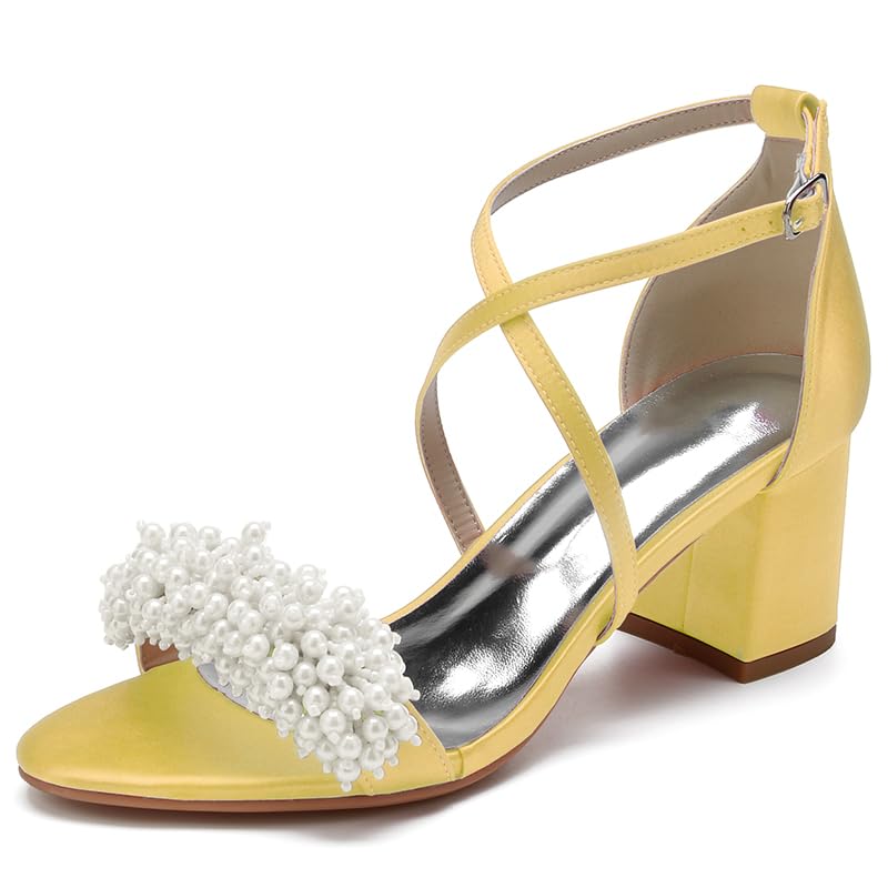 Sandales de mariage confortables à talons épais et bas pour danser sans douleur