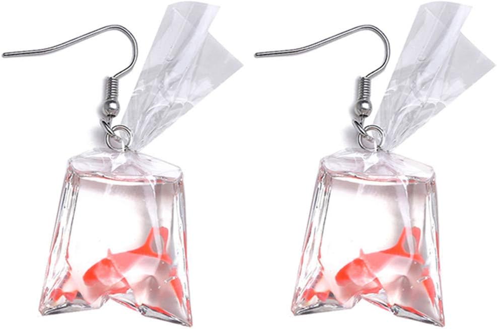 LJSLYJCartoon Fish Water Bags Shape Dangle Earring Charm Resin Earrings for Women Jewelry