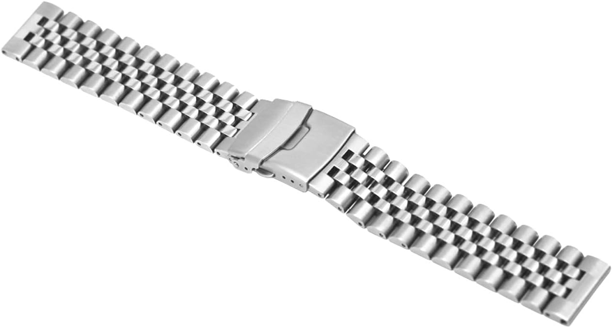 20mm 22mm 24mm Metal Watch Band for Men Women Compatible with Samsung Galaxy Watch 7/6/5/4 40/44mm, Watch 6 Classic 43/47mm Stainless Steel 5 Beads Jubilee Watch Bracelet Silver Black