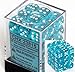 Chessex Dice d6 Sets: Teal with White Translucent - 12mm Six Sided Die (36) Block of Dice