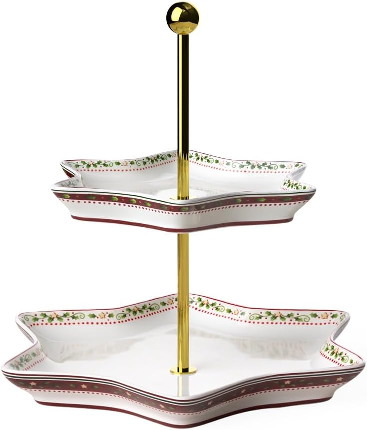 Service De Table Noël MamboCat - Lot De 18 Assiettes Porcelaine (6 Plates, 6 Creuses, 6 à Dessert) Décor Sapin