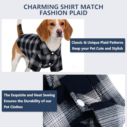 Koneseve Dog Shirt, Pet Plaid Polo Clothes Shirt T-Shirt, Sweater Bottoming Shirt,Cat Puppy Grid Adorable Wearing Stylish Cozy Halloween,Christmas Costumes {Blue;XXL}