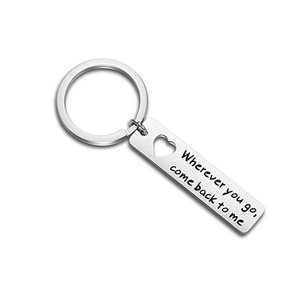 Toporchid Silver Wherever You Go Come Back To Me Keychain Ring Wish Letter Keychain
