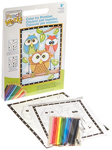 Dimensions Owl Trio Animal Pencil Color By Number Craft Kit, 9'' x 12''