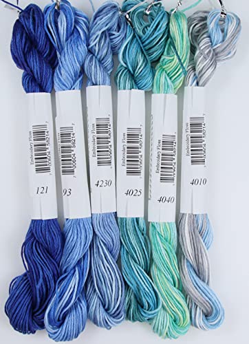 Image of KCS Big skeins of 25 Meters Size 25 Color Variegated Cross Stitch Stranded Threads,6 skeins,19
