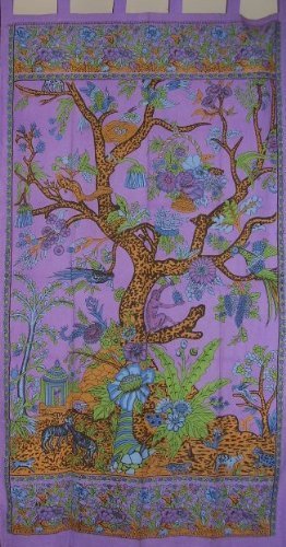 Tree of Life Tab Top Curtian-Drape-Door Panel-Purple by India Arts