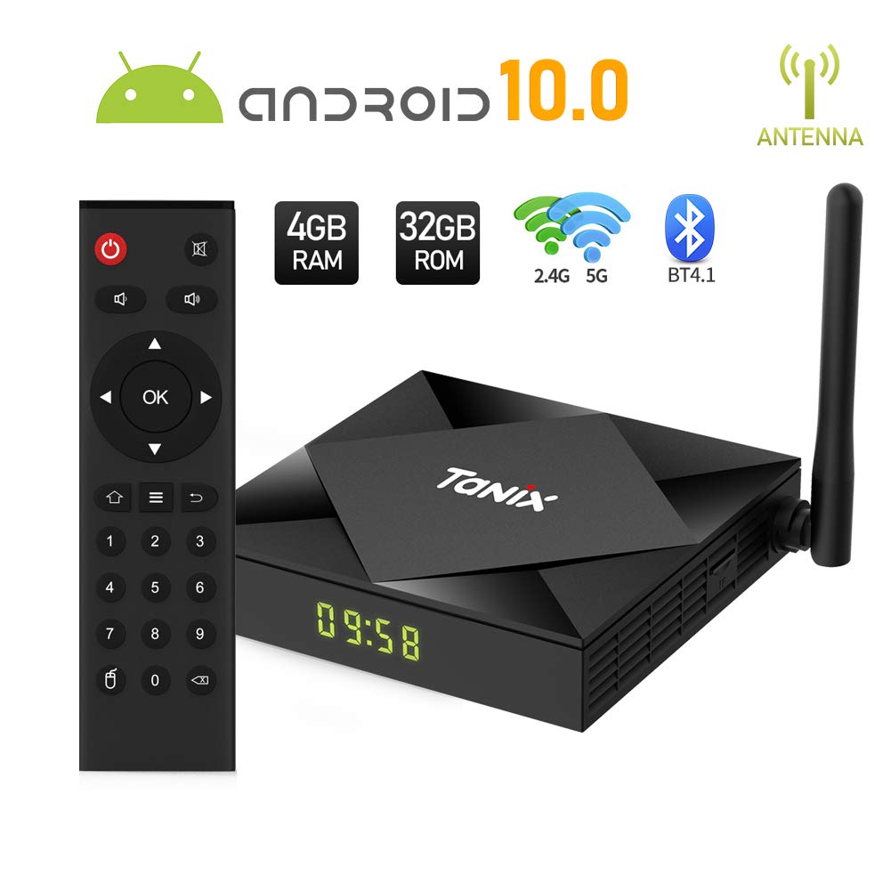 Android 10.0 TV Box, TUREWELL TX6s 4GB RAM 32GB ROM Allwinner H616 64-bit Quad core Chip Support 2.4/5GHz Dual WiFi BT4.1 Ethernet 3D 4K H.265 HDMI 2.1 Antenna Smart TV Box, Support Voice Remote