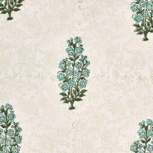 Image of BLOCKS OF INDIA Hand Block Printed Cotton Daylight Curtains with Eyelets(Set of 2 Curtains, Block 3, 7 Feet /Door, Semi Sheer, Multicolor)