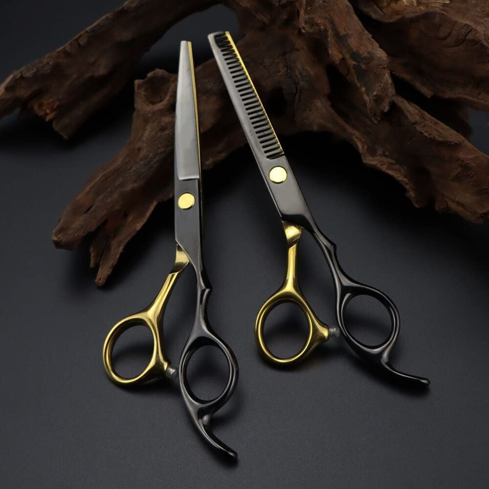 Hair Cutting, 6 inch Professional Japan 440c Steel Black Gold Haircut Thinning Barber Hair Cutting Hairdressing Hair Cutting Tools