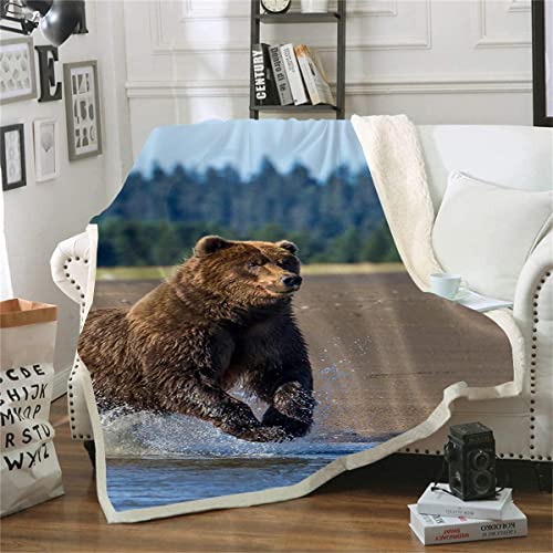 Plaid couverture de canapé ours imprimé couvre-lit chaud 180x220