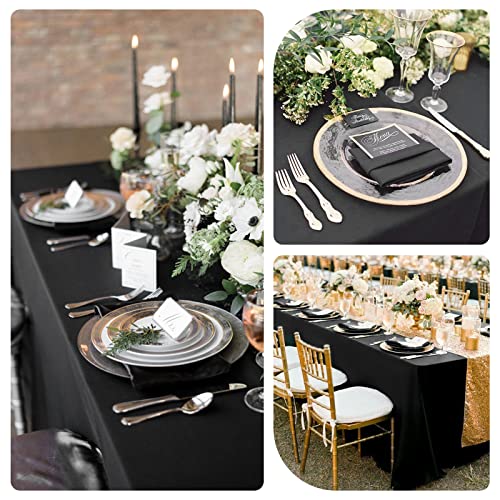 10 Pack Black Polyester Tablecloth For 6 Ft Rectangle Tables,60 X 102 Inch Polyester Fabric Black Table Cloth,Wrinkle Resistant Washable Table Cover For Wedding,Birthday,Party,Banquets Decorate #TOP6