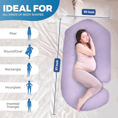 Image of Pregnancy Pillows for Sleeping - 57-Inch Maternity Pillow for Pregnant Women with Removable Washable Cover - Support for Back, Belly, Neck, Legs, & Hips - V C U Shaped Full Body Pillow