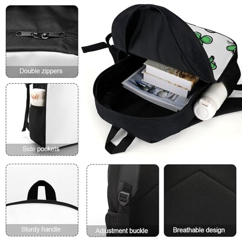 St Day Partick Shamrocks Heart Unisex Backpack 17" Casual Daypacks Simple Shoulders Bag for Camping Hiking Travel Gear4