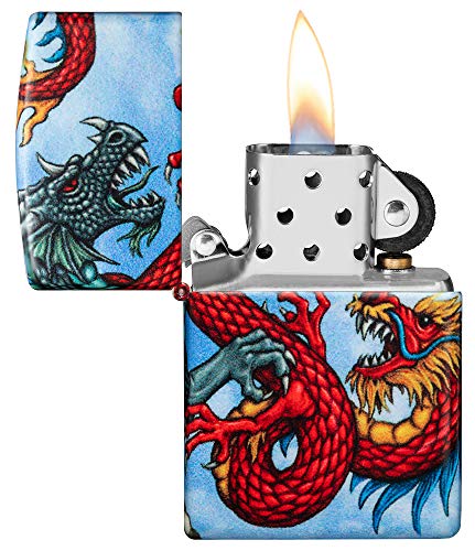 Encendedor Zippo diseño dragón rojo bolsillo miniatura 3
