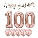 100th Birthday Decoration Happy Birthday Banner Balloons 100 Years Old Birthday Party Supplies Helium Balloons Number 100 Balloons Latex Balloon Foil Balloon, 100th Rose Gold Birthday Party Decoration