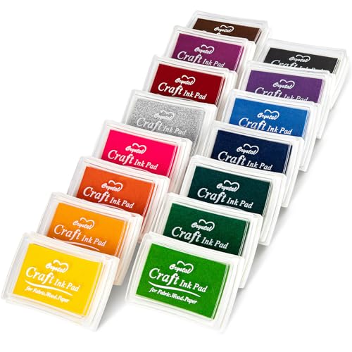 MERDTTES 15 Colors Craft Ink Pads, Washable Finger Ink Pads for Stamps for Kids DIY, Paper, Wood Fabric, Scrapbooking, Rubber Stamps (15 Pack)