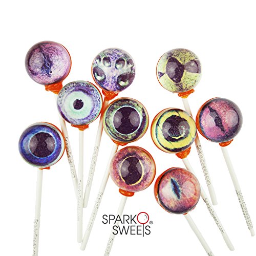 Scary Eyes Collection Big Bang Lollipops, 6 Pieces With Gift Package, Handcrafted In Usa, 1 Lb, By Sparko Sweets #TOP20