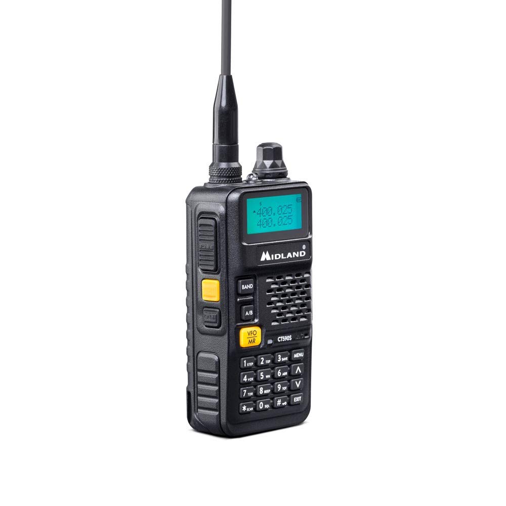 Midland Radio Ricetrasmittente CT590 S Dual Band VHF/UHF 128 Canali Squelch Digitale 18H Autonomia Batteria Accessori