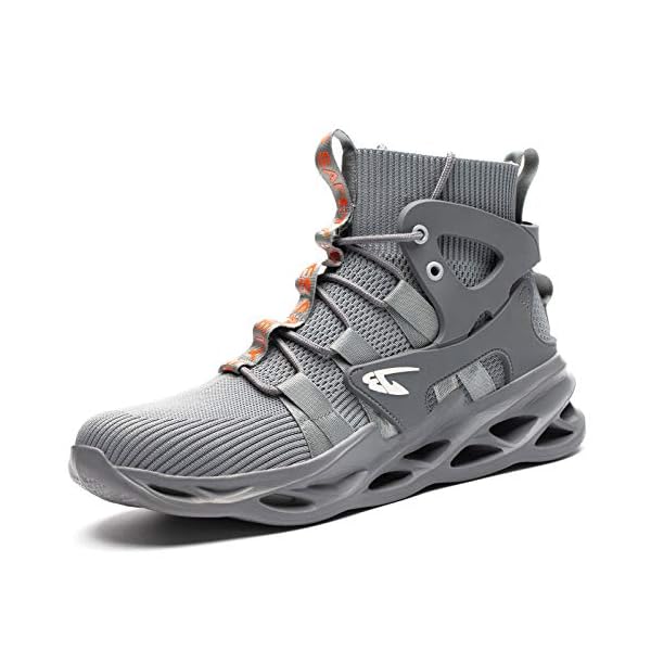 Steel Toe Work Boots for Men Women Lightweight Industrial & Construction Indestructible Safety Comfortable Shoes,Grey,Men's Size 5-11.5