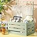 Suzile Light Green Wooden Baby Shower Crate Closet Wood Basket for Gifts with Handle Boy Girl Clothes Gender Reveal Storage Box for Newborn New Parent (Classic)