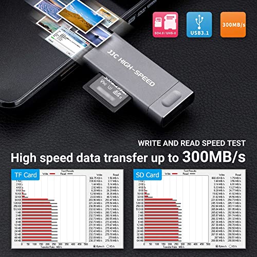 Image of JJC UHS-II SD MicroSD USB Card Reader, Transfer Speed up to 312MB /s, Gray | SD Card Adapter, 3-in-1 USB-A USB-C Micro USB Connection Port, Compatible with Computer, Laptop, OTG Enable Phone & Tablet
