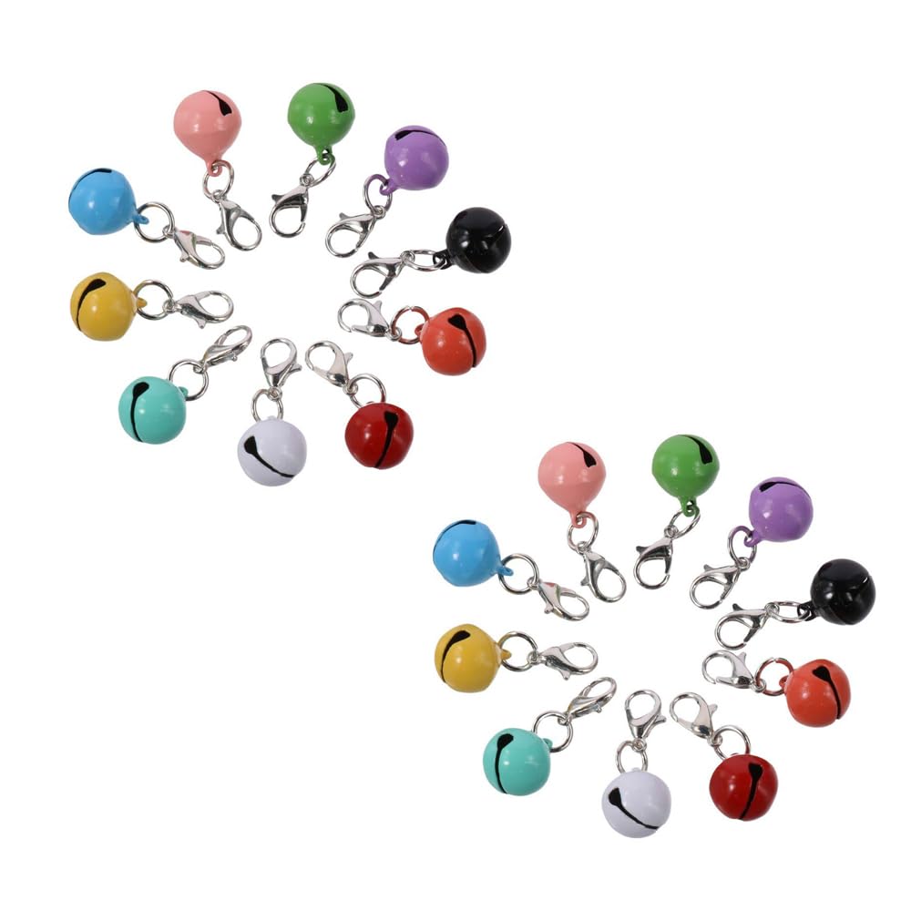 WUZIA 20Pcs Metal Cat Dog Bells Charm Pet Pendant Colorful Decoration for Festival Party DIY Crafts