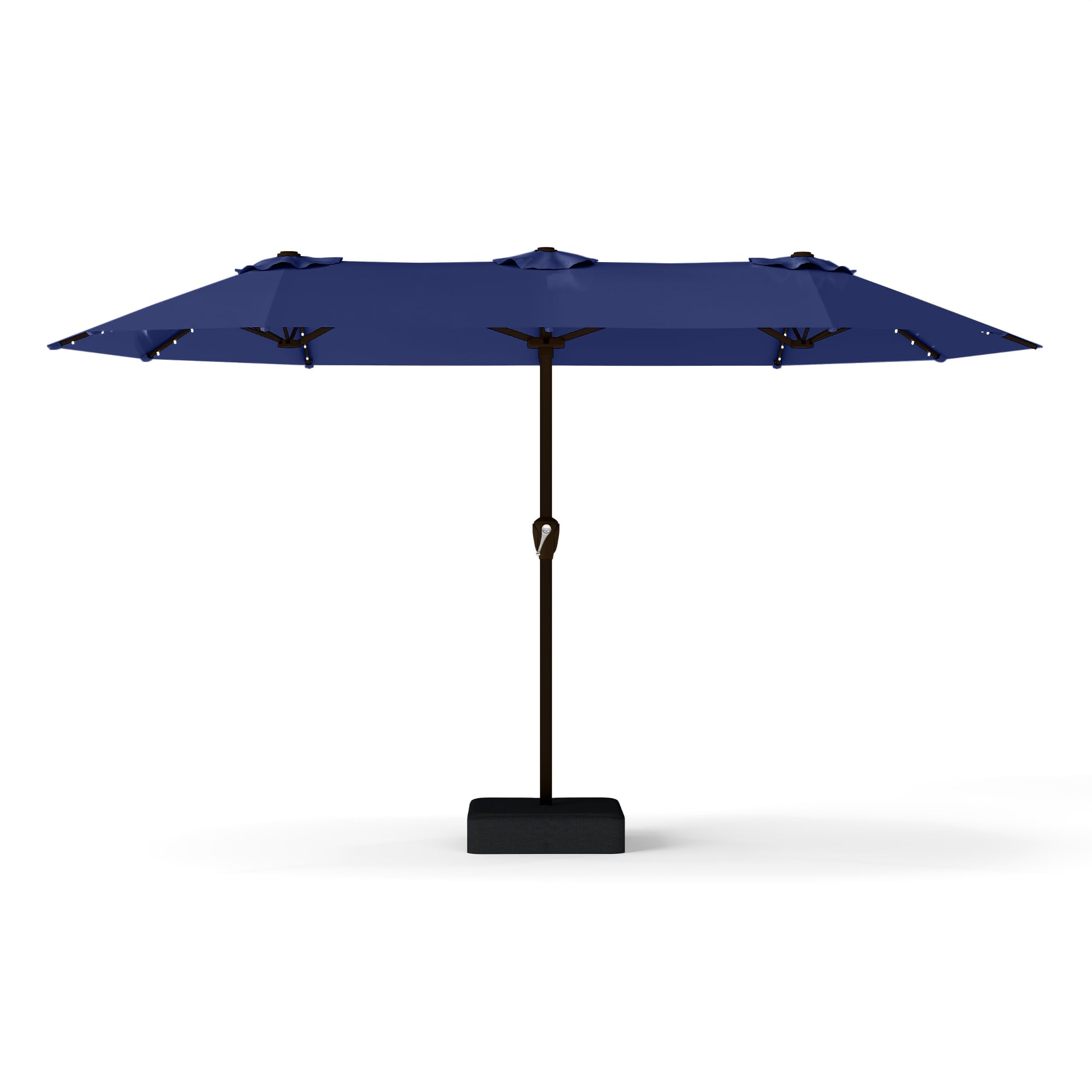13FT Double-Sided Patio Umbrella with 48 Solar LED Lights, Large Rectangular Outdoor Market Umbrella with Crank Handle, Vented Canopy, Heavy-Duty 12