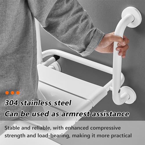 Silla Ducha Plegable, Asiento de Ducha de Pared 2 en 1 Asiento de Bañera Plegable Cargable con Reposabrazos para Baño Taburete de Baño Antideslizante para Personas Mayores - imagen 4