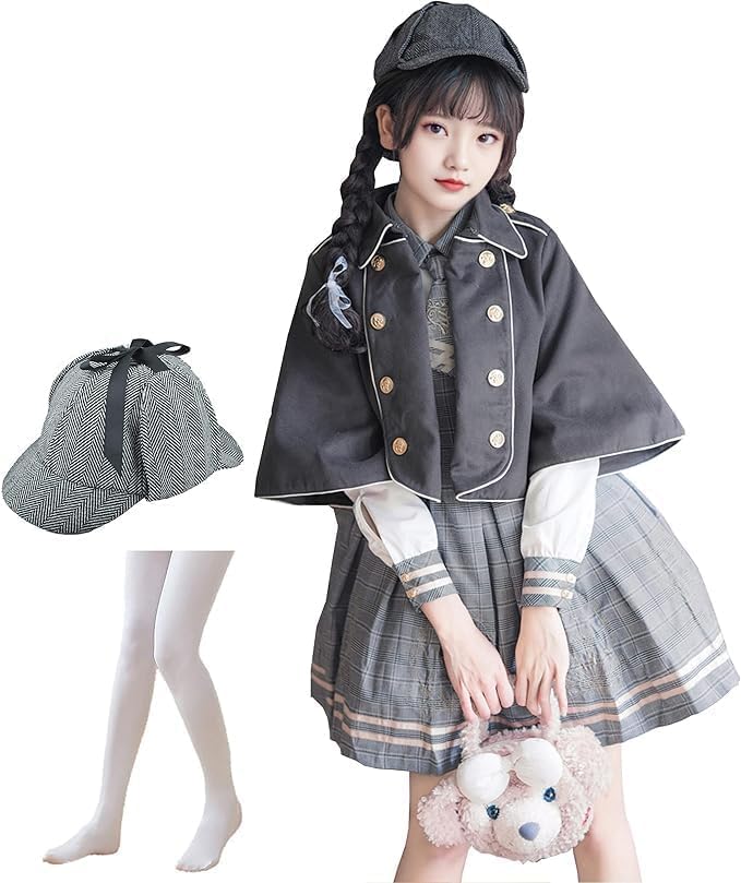 [JIURUN] ワンピース ロリータ 長袖 制服 コスプレ ロリータ 探偵 大きいサイズ 女装 森ガール 学園 可愛い服 jk 制服 セット cosplay lolita 学生服 少女 アニメ コスチューム 甘ロリ ゆったり 仮装 クリスマス ハロウィン お花見 ゆめかわいい