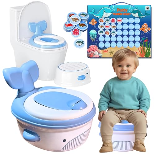 AUVAN® Orinal infantil 3 en 1: Orinal bebe, reductor wc niños y alzador. Incluye kit potty training para aprender a dejar los pañales, con tabla de recompensas y accesorios. Orinales infantiles.