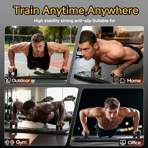 LALAHIGH Push Up Board,36 in 1 Home Gym Equipment with Ab Roller Wheel & Resistance Bands, Portable Foldable Workout Board for Full Body Strength Training Men Women,Gift for Boyfriend