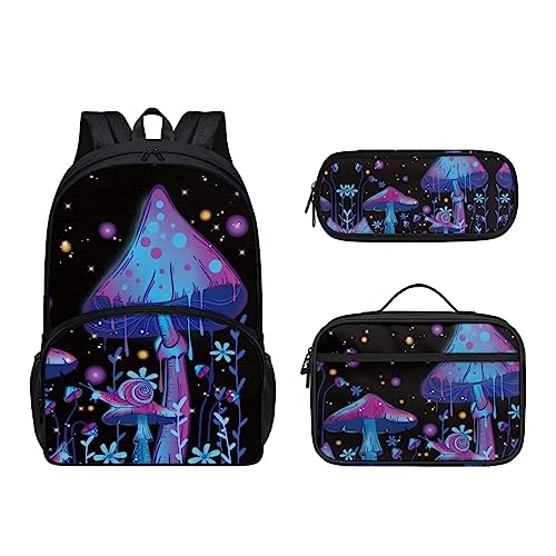 Sac à dos d'école contre le mal de dos avec sac à déjeuner étanche et trousse assortie bleue