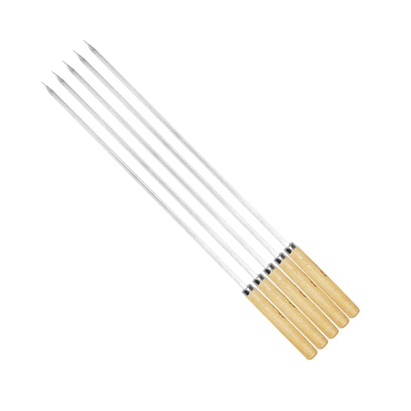 Grillspieße Edelstahl 50 Stück Wiederverwendbare Grillspieße aus Edelstahl mit Holzgriff, Kebab-Eisenstab(20pcs Style D)