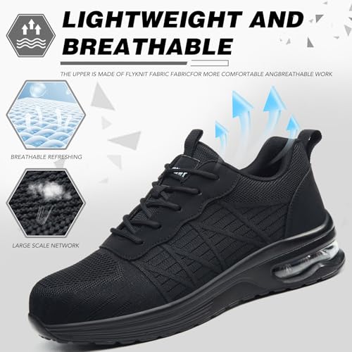 Hogent Steel Toe Shoes for Men Women Lightweight Comfortable Safety Shoes Non Slip Puncture Proof Safety Work Sneakers Industry Construction Warehouse4