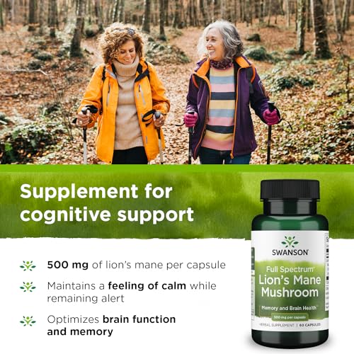 Swanson Lion's Mane Mushroom Capsules - 500 mg Each, 60 Capsules - Herbal Supplement Supporting Cognitive Function - Image 4
