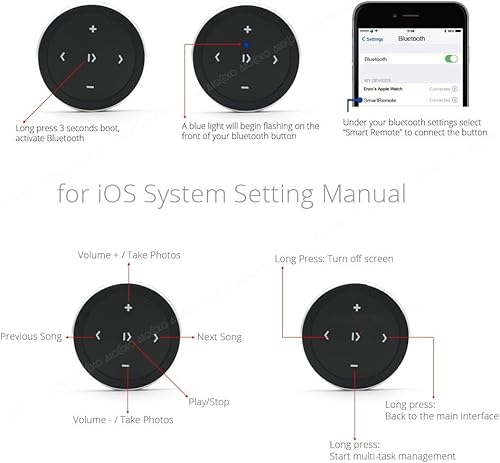 Miniatura 3 de Inalámbrico Bluetooth Media Botón Remoto Selfie Control Inicio Coche Motocicleta Volante Música para iPhone Android iOS